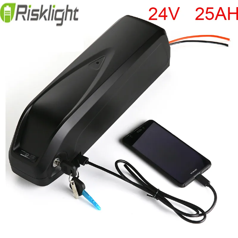 Electric Bicycle Battery Pack 24V 25Ah Lithium ion Hailong battery with 5V usb and free charger For Samsung cell