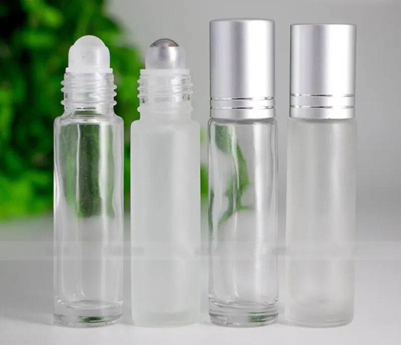 700 pcs/lot 10 ml clair givré vide rouleau sur bouteilles en verre rechargeable rouleau sur bouteilles pour aromathérapie parfum huile essentielle