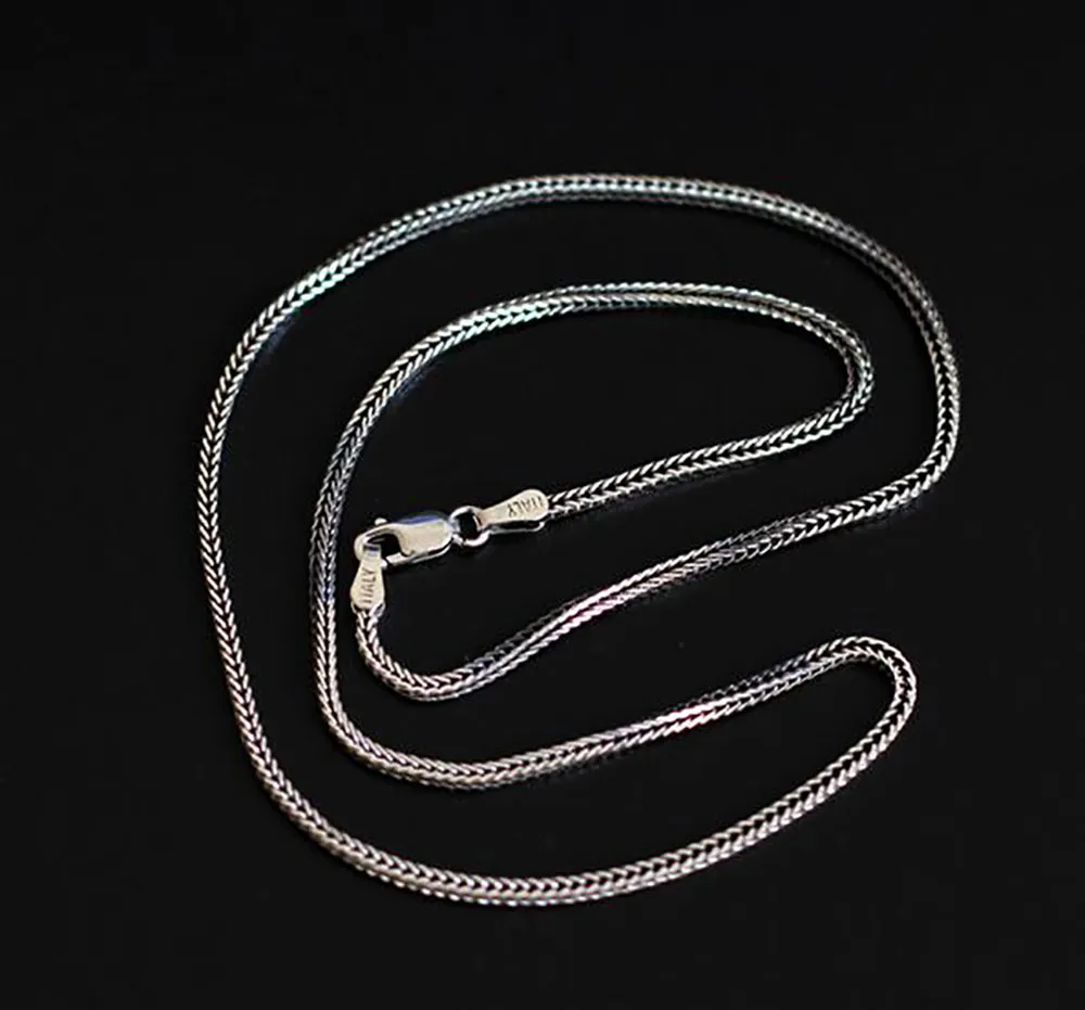 1,6 mm 925 Sterling Silver Fox Tail Chain Halsband Modekedjor Herr Kvinnor Smycken Halsband DIY-tillbehör16 18 20 22 24 26Inch