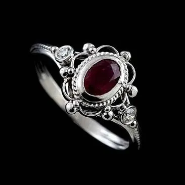 Vintage Women's Jewelry 925 Silver Ring Exquisite Imitation Amethyst Ruby Antique Anniversary Gift