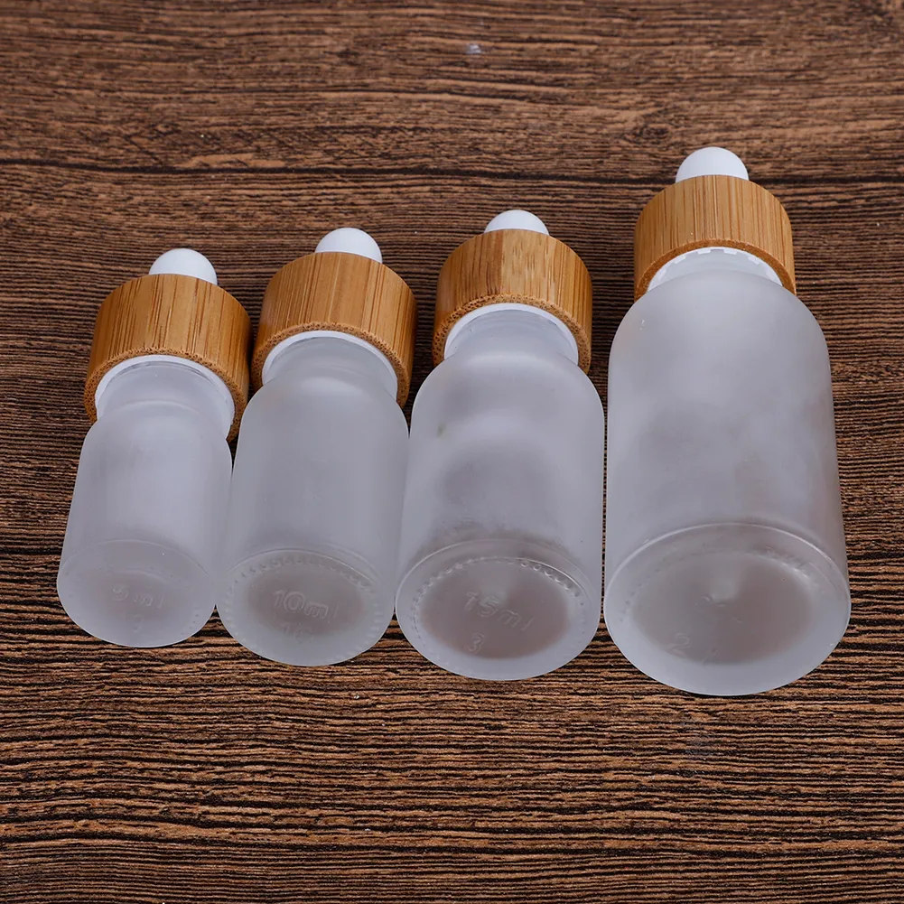 Flacon compte-gouttes en verre givré, 1 pièce, 5ml, 10ml, 15ml, 30ml, contenant vide pour emballage cosmétique, flacons d'huile essentielle, petit parfum rechargeable pour