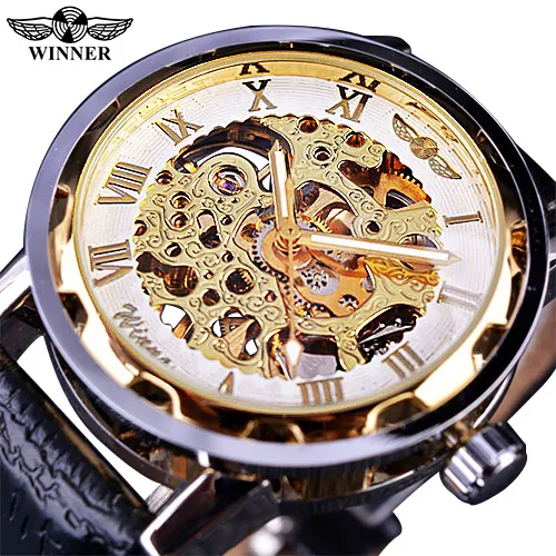 Transparant Goud Horloge Mannen Horloges Topmerk Luxe Relogio Mannelijke Klok Mannen Casual Horloge Montre Homme Mechanisch Skeleton Horloge Wat1848