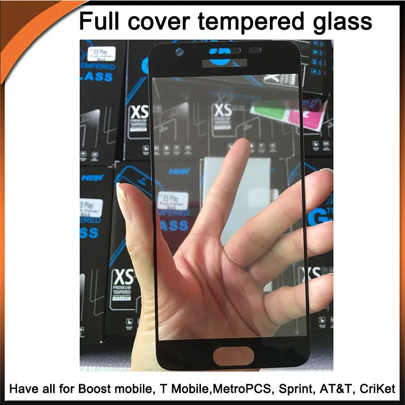 Protector de pantalla de cubierta completa de vidrio templado 2.5D borde curvo con paquete 10 en 1 para todos los dispositivos móviles Boost, MetroPCS, T Mobile, Cricket