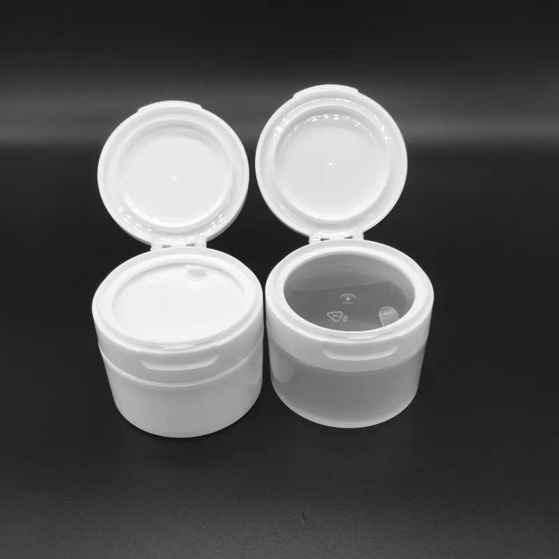 4 Unzen, 120 g/ml, nachfüllbar, weißer, leerer Make-up-Glasbehälter aus Kunststoff mit innerem Klappdeckel, Reise-Aufbewahrungsbehälter für Gesichtscreme/Lotion/Kosmetik, PP