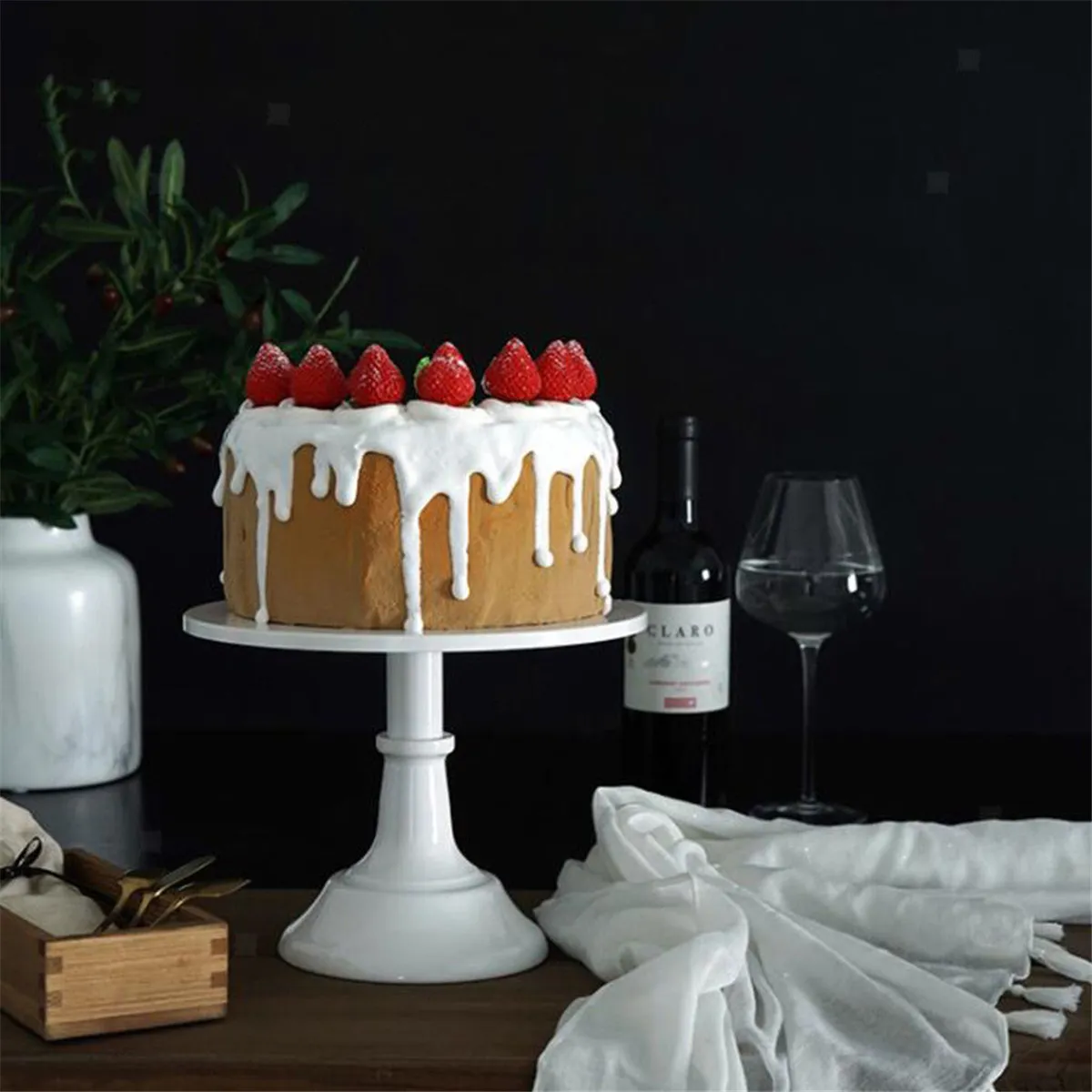 Kamenda Metallo Supporto per Torta nel Ferro Supporto per Dessert Rotondo nel Torte Supporto per Cupcake Decorazione per Feste di Compleanno Bianca 