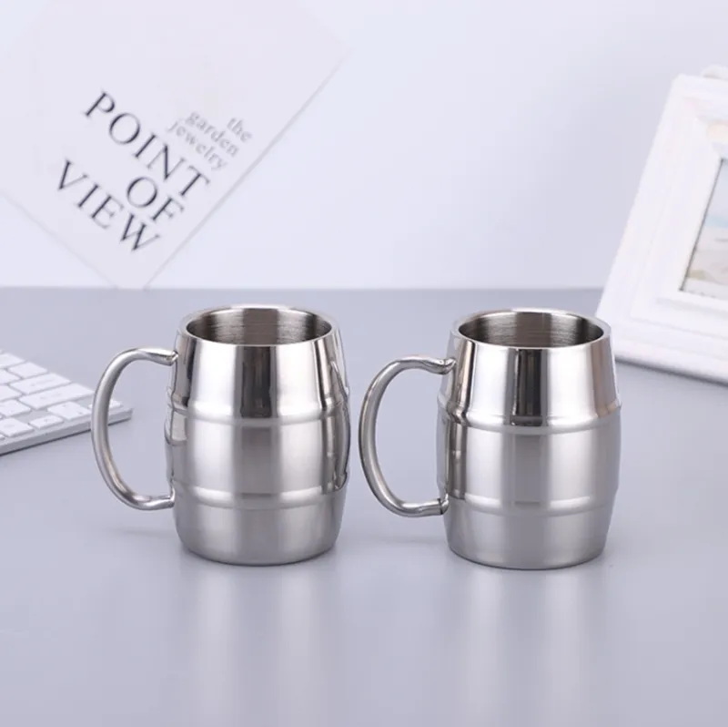 Tazza Termica In Acciaio Inox Con Coperchio E Manico - Doppia Parete, 400 Ml, Per Caffè, Tè E Campeggio