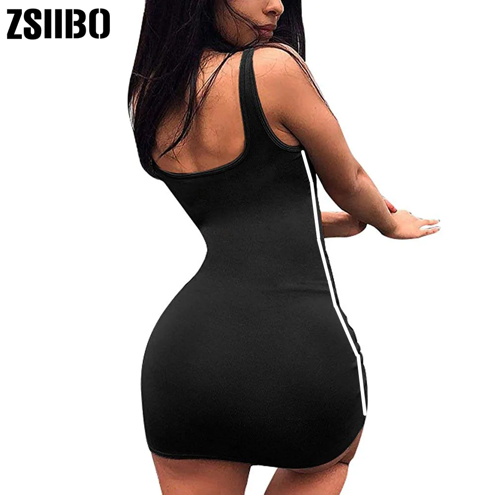 Zsiibo Sexy Summer Bandage Bodycon Sans manches en soirée Club Party Club Short Mini Dress 2019 Fashion Women Clothes