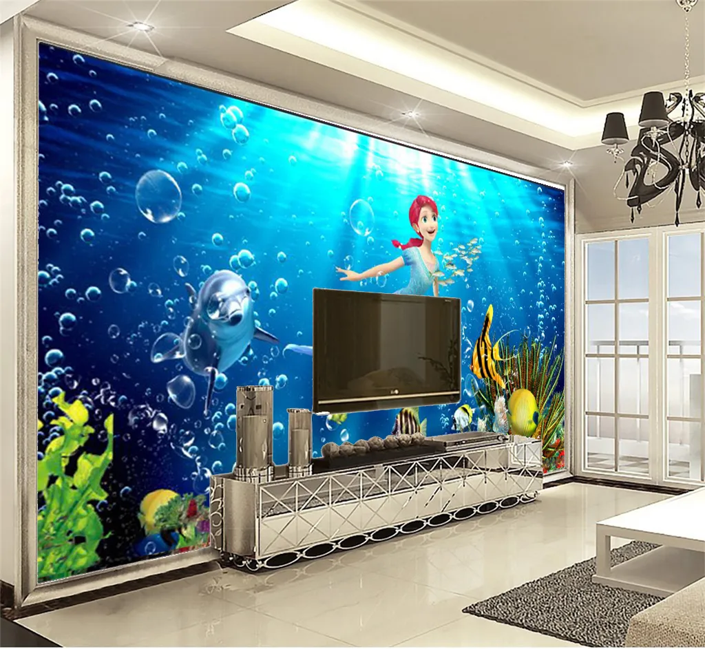 The Beautiful Underwater World Of The Wall paper Has A Beautiful Mermaid. Customize Your Favorite High-End Wallpaper.