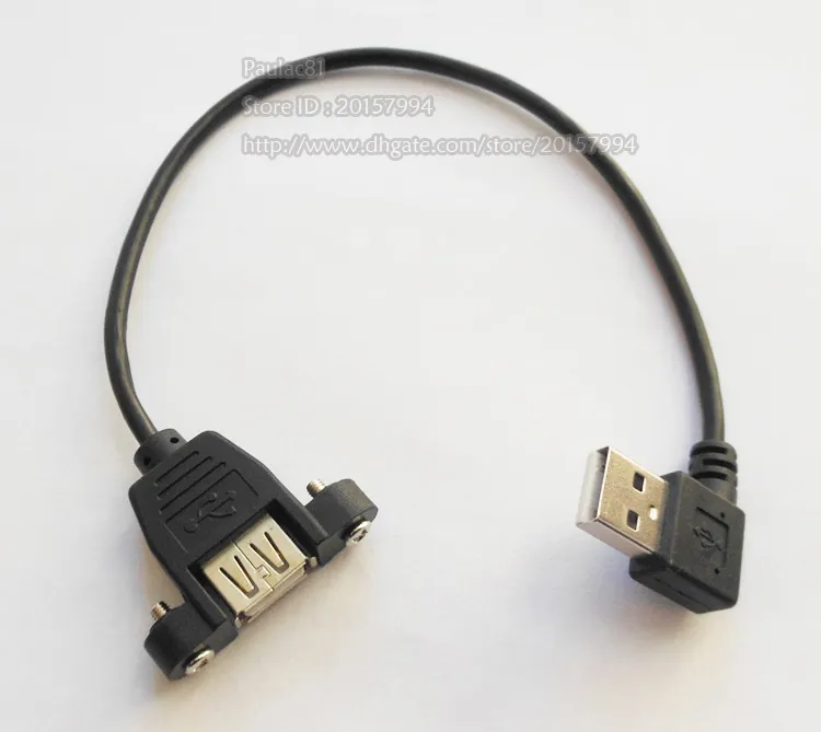 90 gradi ad angolo retto USB 2.0 A connettore maschio a cavo di prolunga femmina con foro per montaggio a pannello circa 25 cm / 5 pezzi