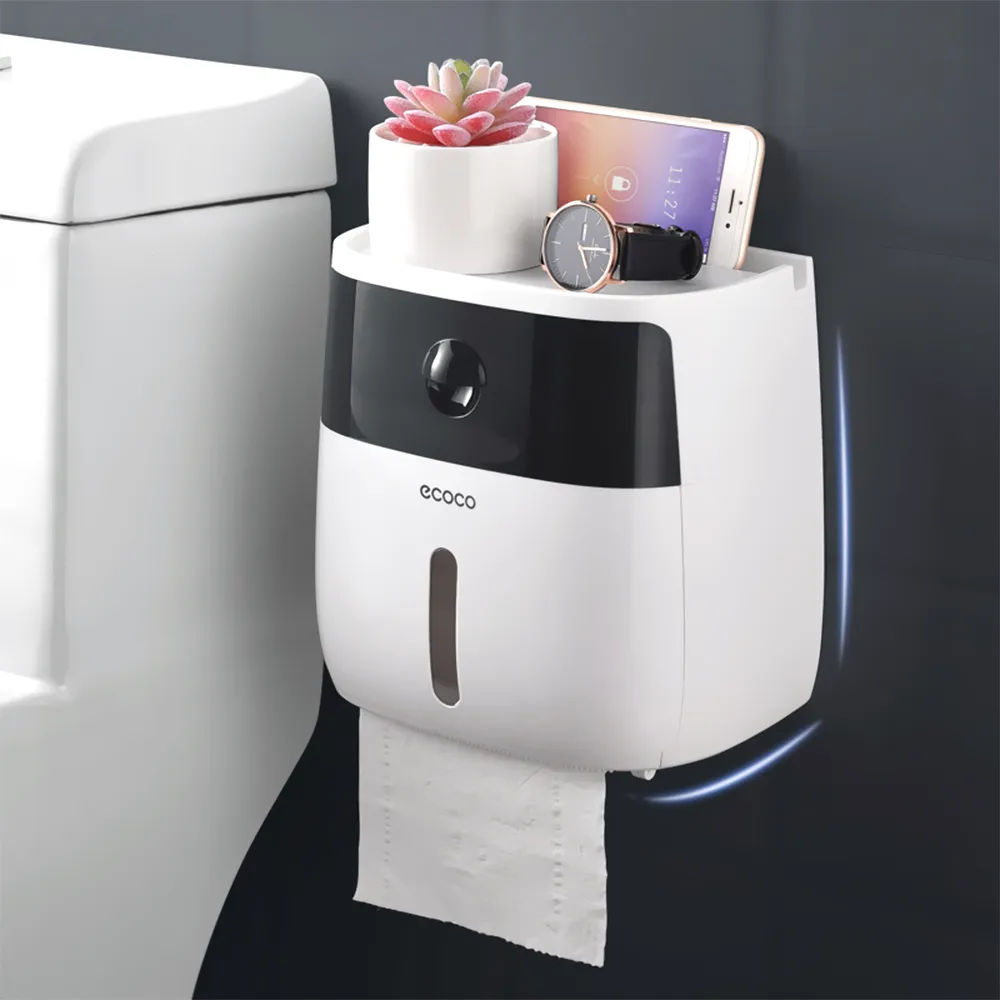 Soporte para caja de papel tisú, dispensador de papel higiénico montado en la pared, caja de plástico creativa, soporte de papel higiénico para baño, almacenamiento