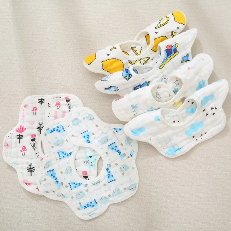 Högkvalitativ Mjuk Bomull Baby Bib Mix Style Spädbarn Toddler Bomull Matning Bib Saliv Handduk Burp Cloths Baby Products