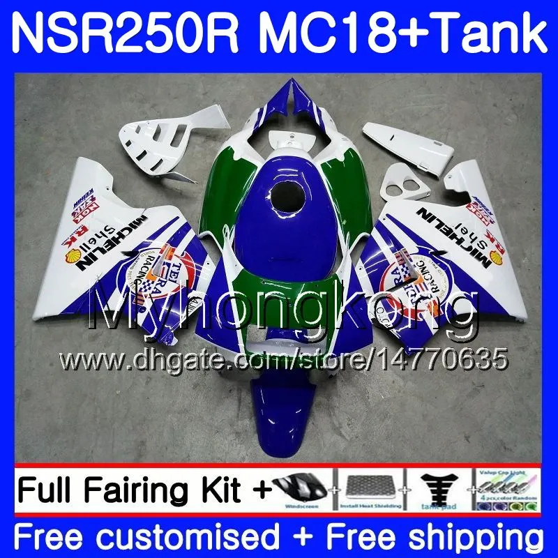 Cuerpo para HONDA azul verde stock NSR 250 R MC18 PGM2 NSR 250R NS250 NSR250R 88 89 262HM.14 MC16 NSR250 R RR NSR250RR 1988 1989 88 89 Carenado