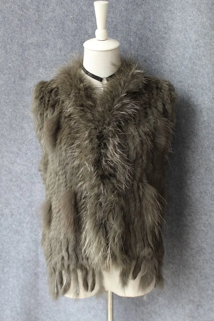 genuine real rabbit fur vest with raccoon fur collar (38)