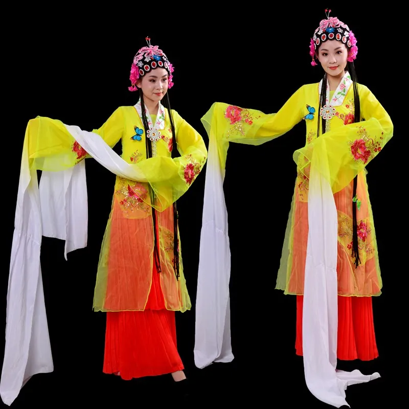 Chiński Peking Opera Dance Costume Carnival Fancy Dance Stage Wzór Kwiat Wzór Antyczny Styl Kobiety Sukienka Długi Rękaw Wydajność Strój