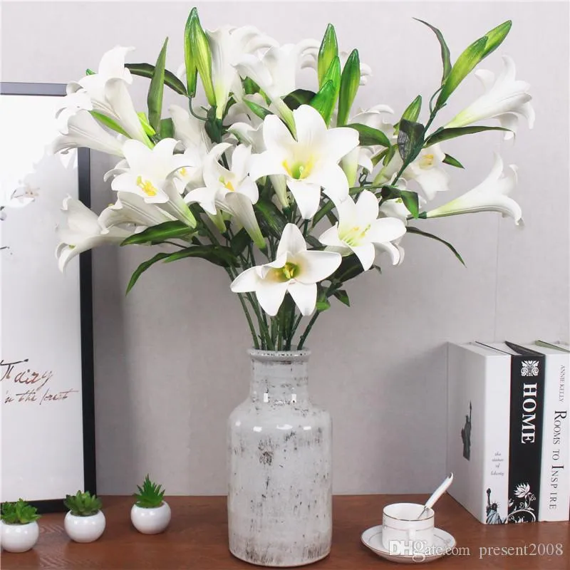 97CM 38INCH length Real touch Artificial Silk lily flower Simulation flower beautiful flower home wedding birthday party decor 5 color ALFF