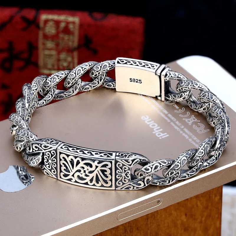 Link Chain silver bracelet for women for Men - 925 Sterling