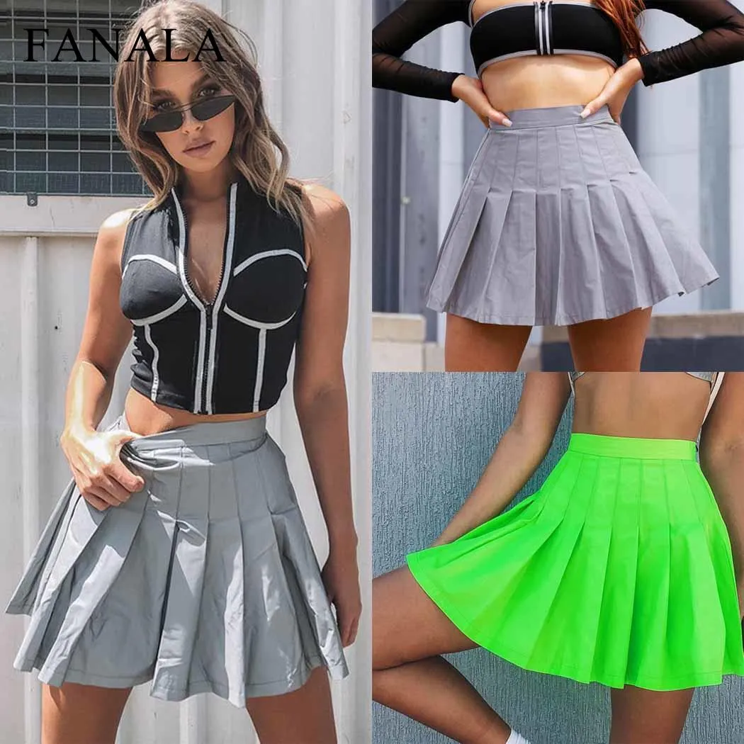 Reflective pleated skirt top