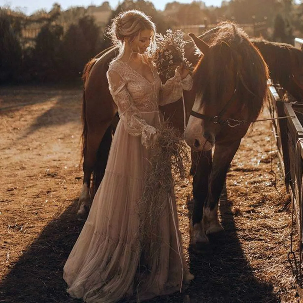 sachin and babi light blue dress Champagne Boho Wedding Dresses