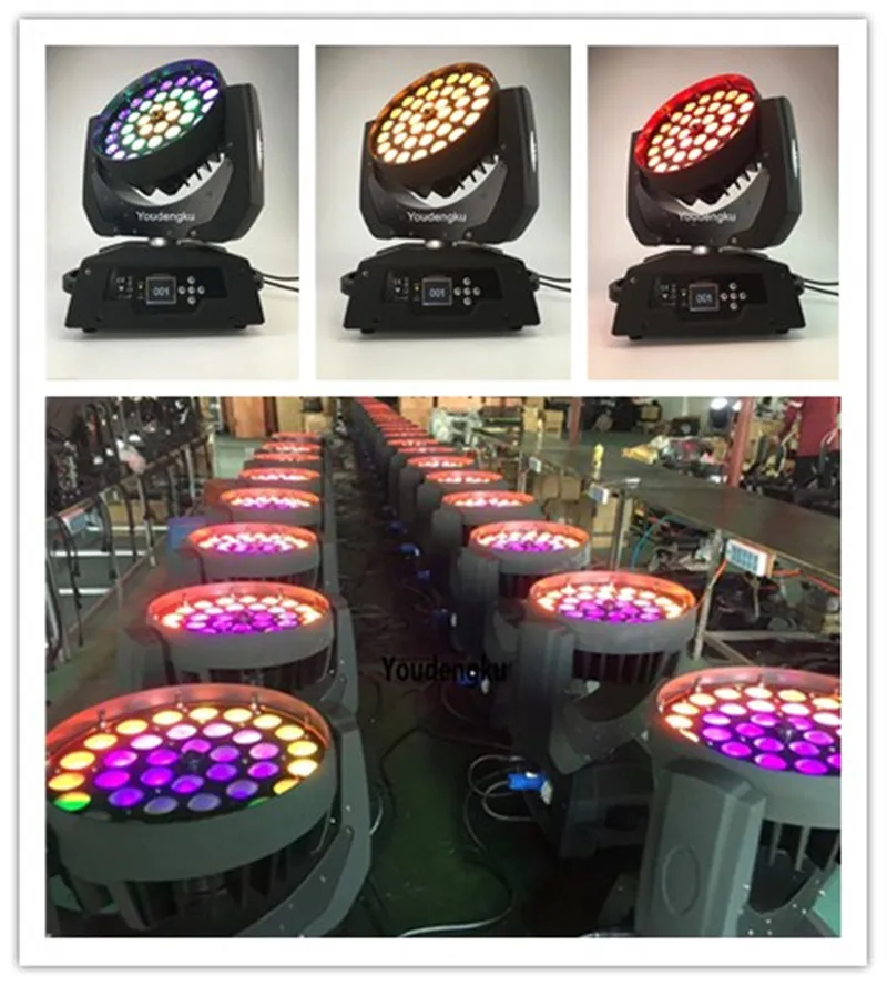 4PCSズームLED MOVINGHEAD WASH LIGHT 36X15 WATT RGBWA 5 IN1リングサークルコントロールDMX512移動ヘッドLEDビーム照明