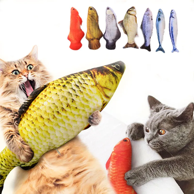 Plush Creative 3D Carp Fish Shape Cat Toy Gift Cute Simulation Fish Playing Toy For Pet Gifts Catnip Fish Stuffed Pillow Doll