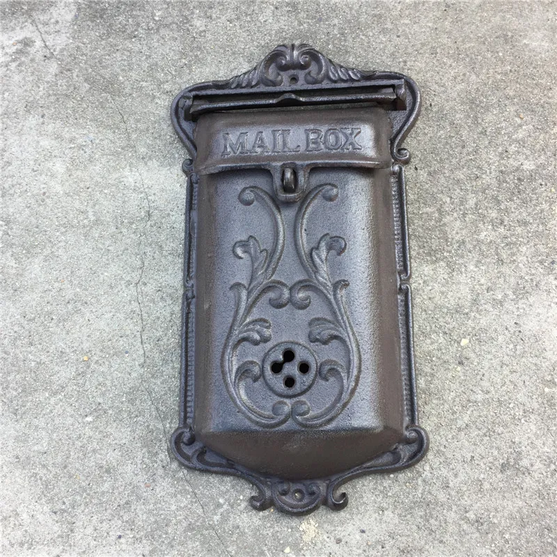 Metal Mailbox for Home Cast Iron Mail Box Post Box Wall Mounted Apartment Outdoor Garden Decoration Vintage Ornaments Cast Iron Le2049