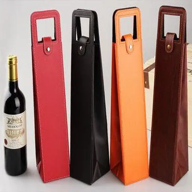 Luxe Portable en cuir PU unique bouteille de vin rouge sac fourre-tout étui d'emballage cadeau boîtes de rangement avec poignée 15 pièces