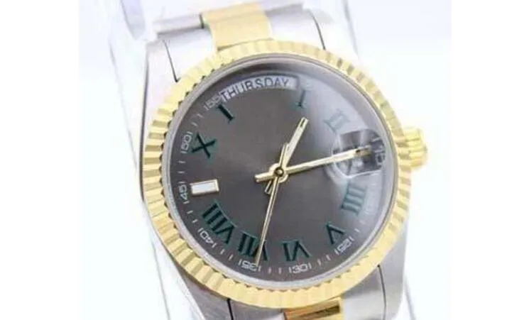 Business Watches Sell 2- tone Green Number MensStainless Steel Watches Automatic Mechanical Date Stainless Steel 116333 Wristwatch.