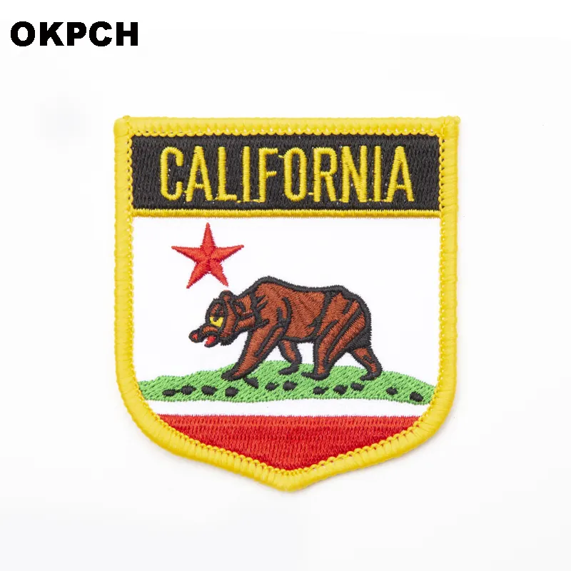 U.S.A California State Iron On Badge Embroidered Clothes Badge For Clothing Stickers Garment 1pcs 6*7cm
