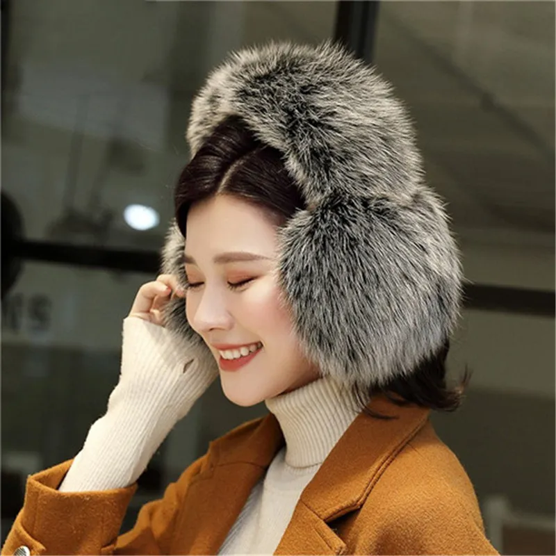 Gorąca Sprzedaż Kobiety Prawdziwe Futro Fox Earmuffs Ochrona ucha Soft Muff