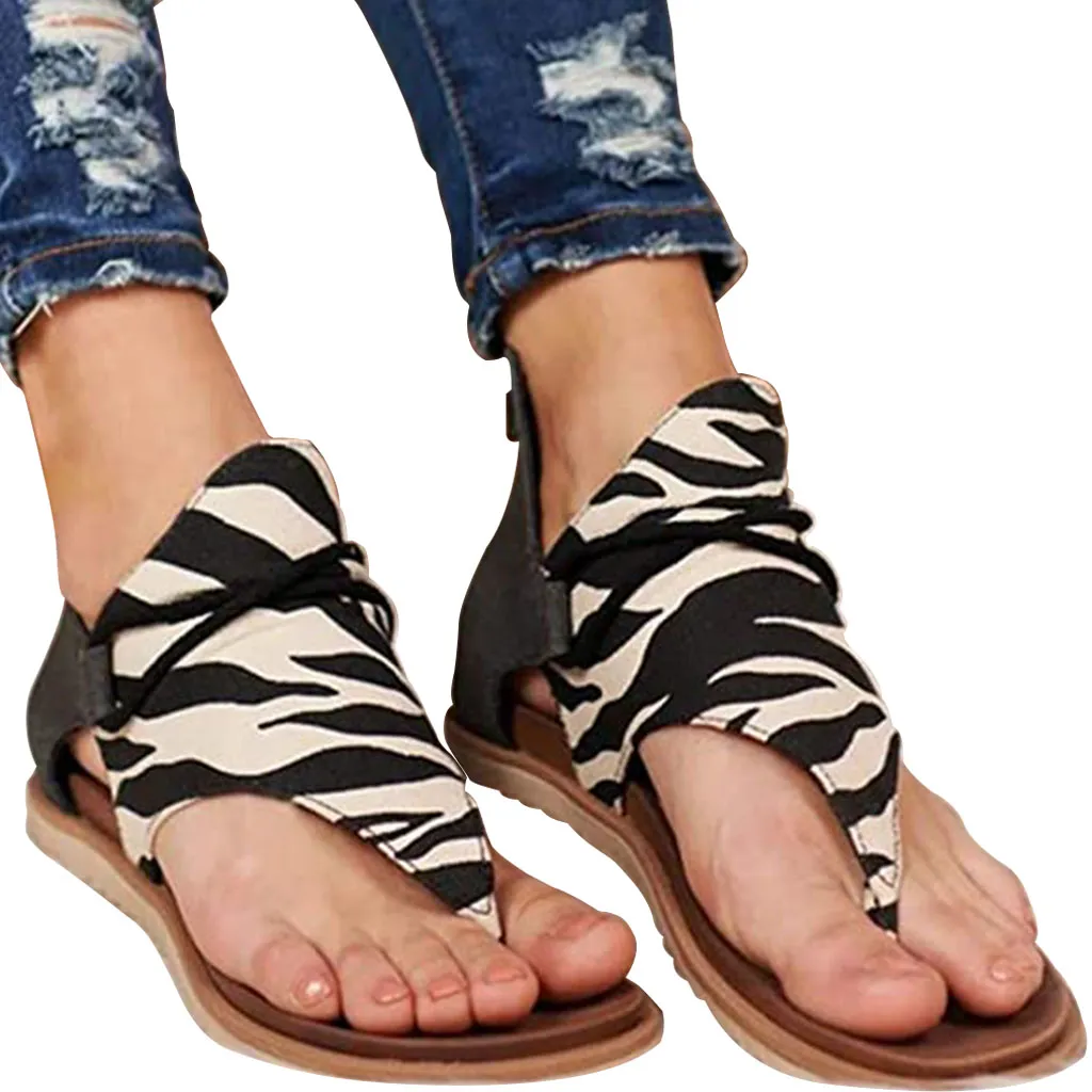 Floopi Sandalen für Damen, niedlich, offener Zehenbereich, breites, elastisches Design, Sommer-bequeme Kunstleder-Knöchelriemen mit flacher Sohle, Memory-Schaum, 12