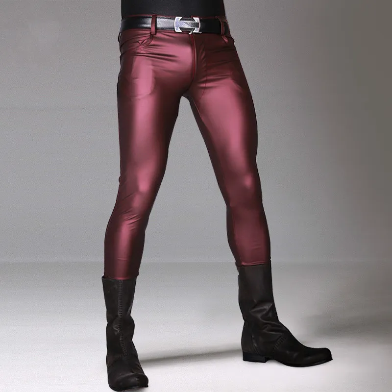 Wine Faux Leather Leggings