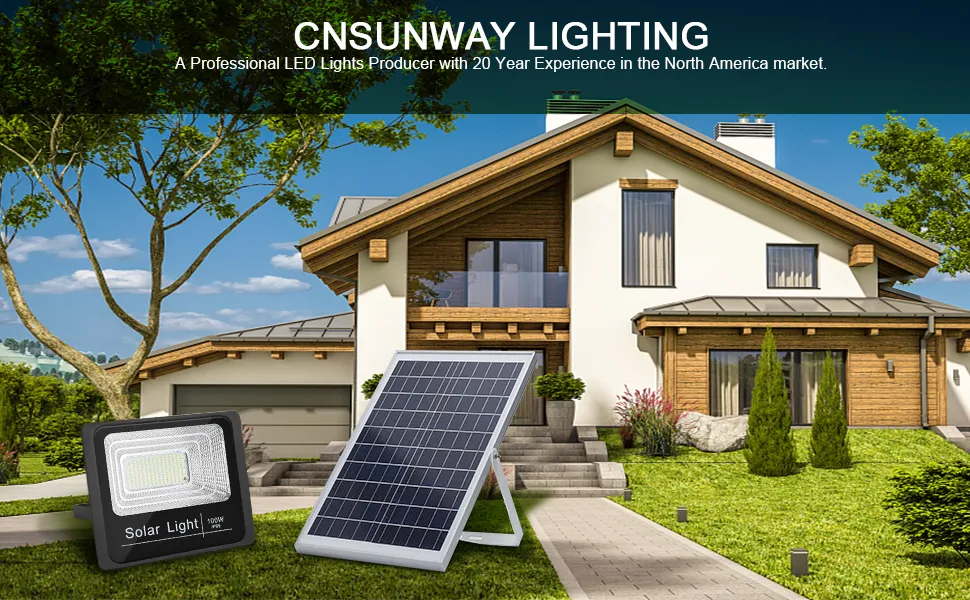 Lampes solaires projecteur LED 30W 50W 100W 200W télécommande projecteur Tuinverlichting lampadaire étanche IP67