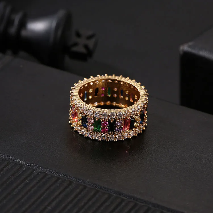 Rainbow Micro Paved Joancee Wedding Rings For Women And Men Gold