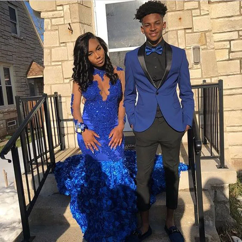 Blue and black prom tux 2025
