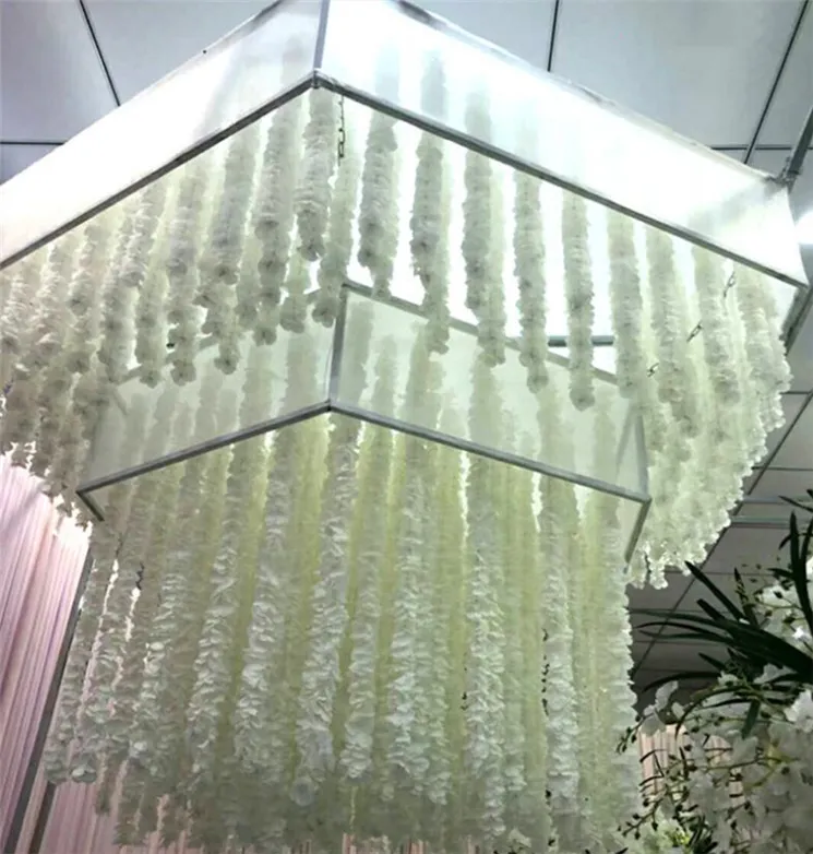 1mの人工絹の花ウィステリアヴァインラタン20色偽のフラワーテーブルセンターピースウェディングデコレーションサプライズガーデンW7299193
