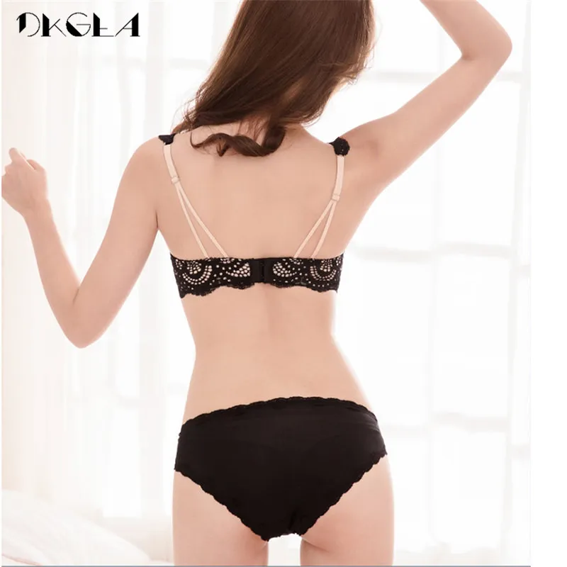 Fashion Sexy Bra Set Black Underwear Women Brassiere Thick Lace Embroidery  Push Up Bras Deep V Lady Lingerie Set A B C D Cup - AliExpress