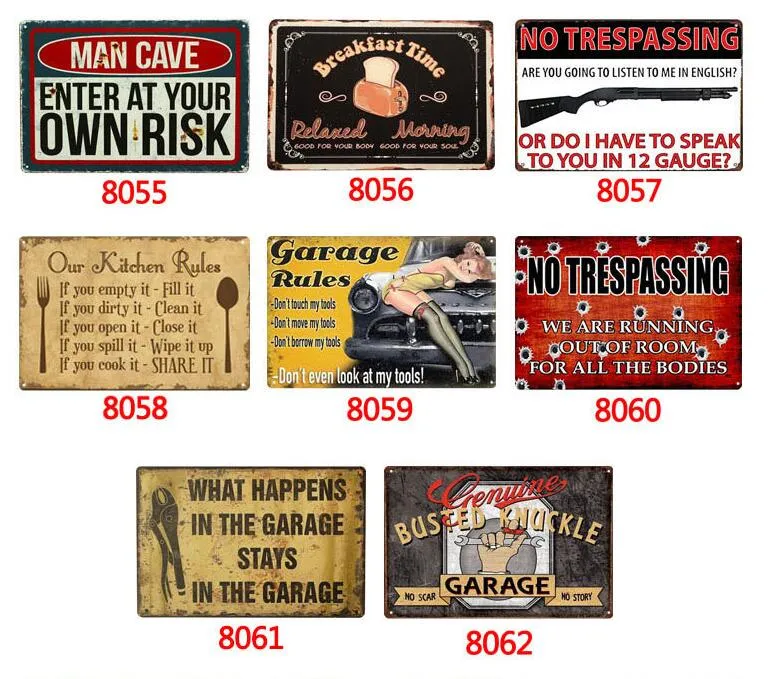 Decoration Garage Hioni Garage Rules, Pancarta De Metal Panel Placa Pu00f3ster Vintage Decoration