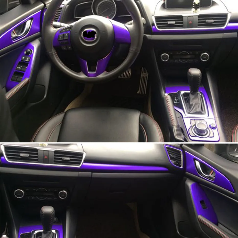 Per Mazda 3 Axela 2013-2018 Pannello di controllo centrale interno Maniglia per porta 3D / 5D Adesivi in fibra di carbonio Decalcomanie Car styling Accessorie