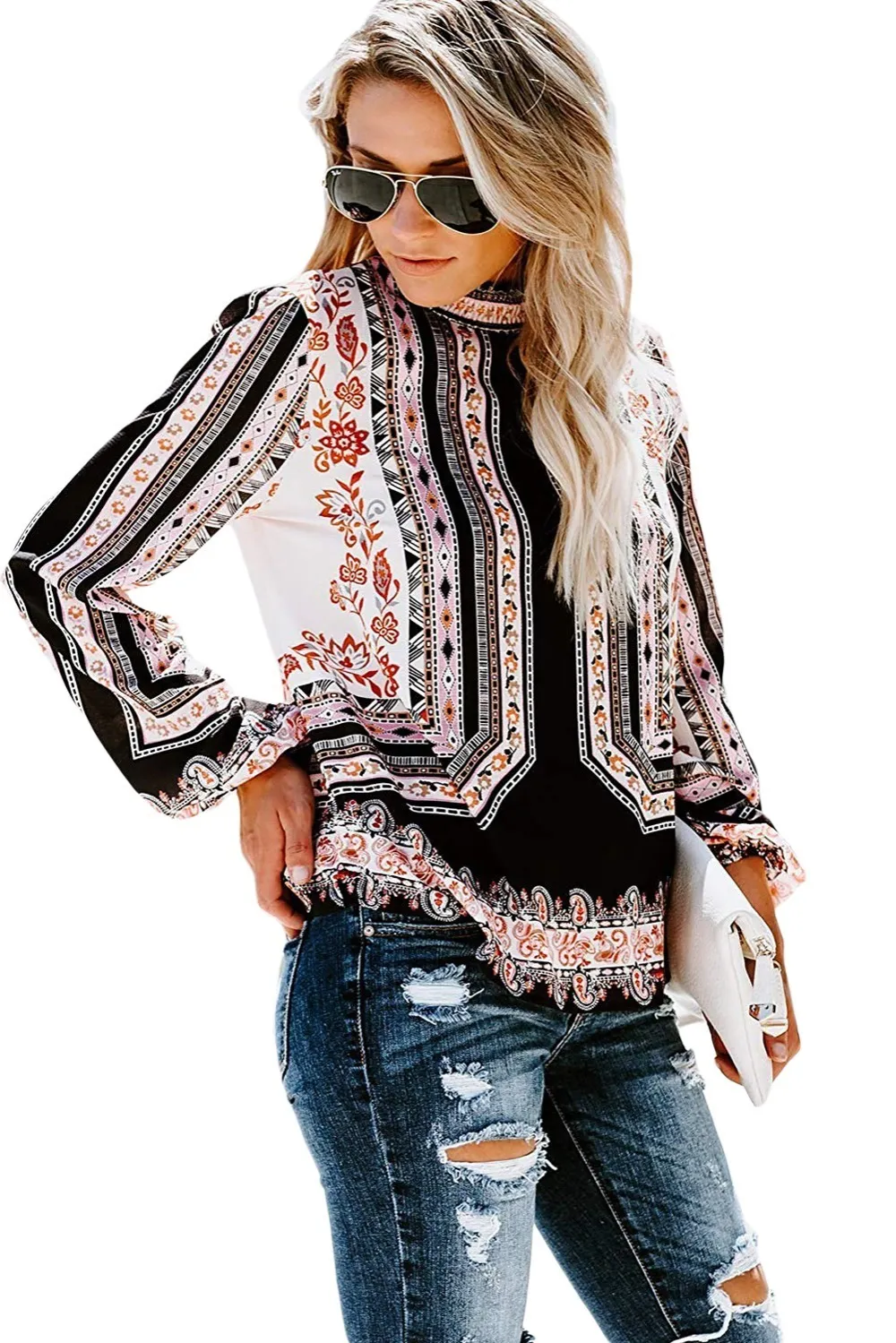 Floral-and-Tribal-Print-Smocked-Long-Sleeve-Blouse-LC251632-1-3