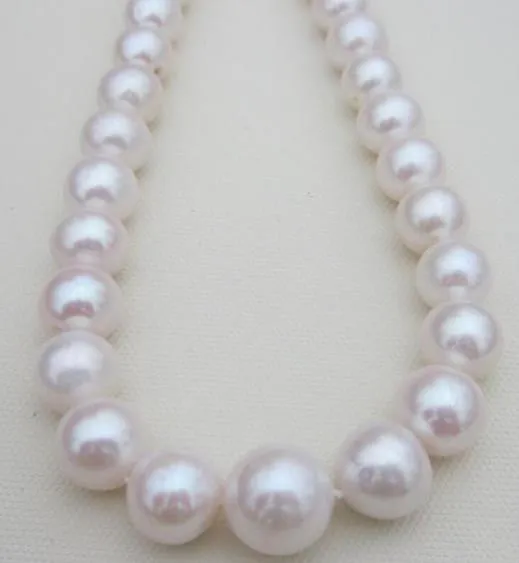 11-12mm Natural South Seas White Pearl Necklace 18Inch 925 Silverlås