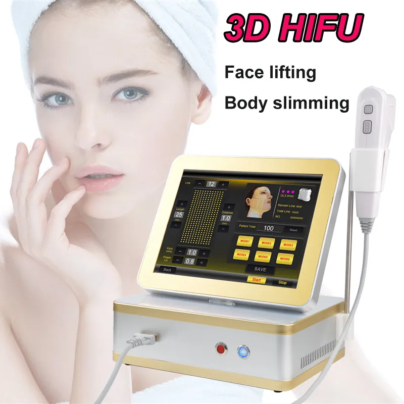 Nieuwste 8 cartridges 12 lijnen 3D HIFU afslankmachine gezicht huidverstrakking anti-aging lichaam slank