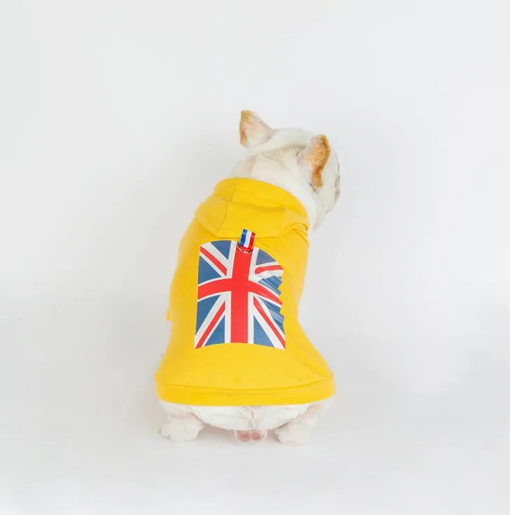 Vêtements pour animaux de compagnie Vêtements pour chiens Pull de mode Drapeau américain impression beaux sweats avec casquette Sweat-shirt de style britannique avec capuche M mot capuche