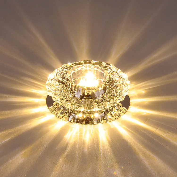 Crystal Ceiling Lights Modern 3W 5W LED Aisle Lamp for Living Room Corridor Spotlights Chandelier Light Polished Steel White Lampshade E17 Base