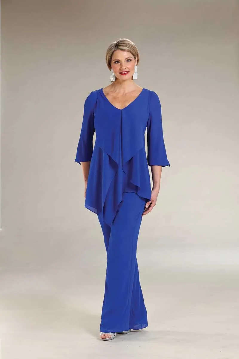 Royal Blue Pant Suits Mother Of The Bride Dresses Half Sleeve