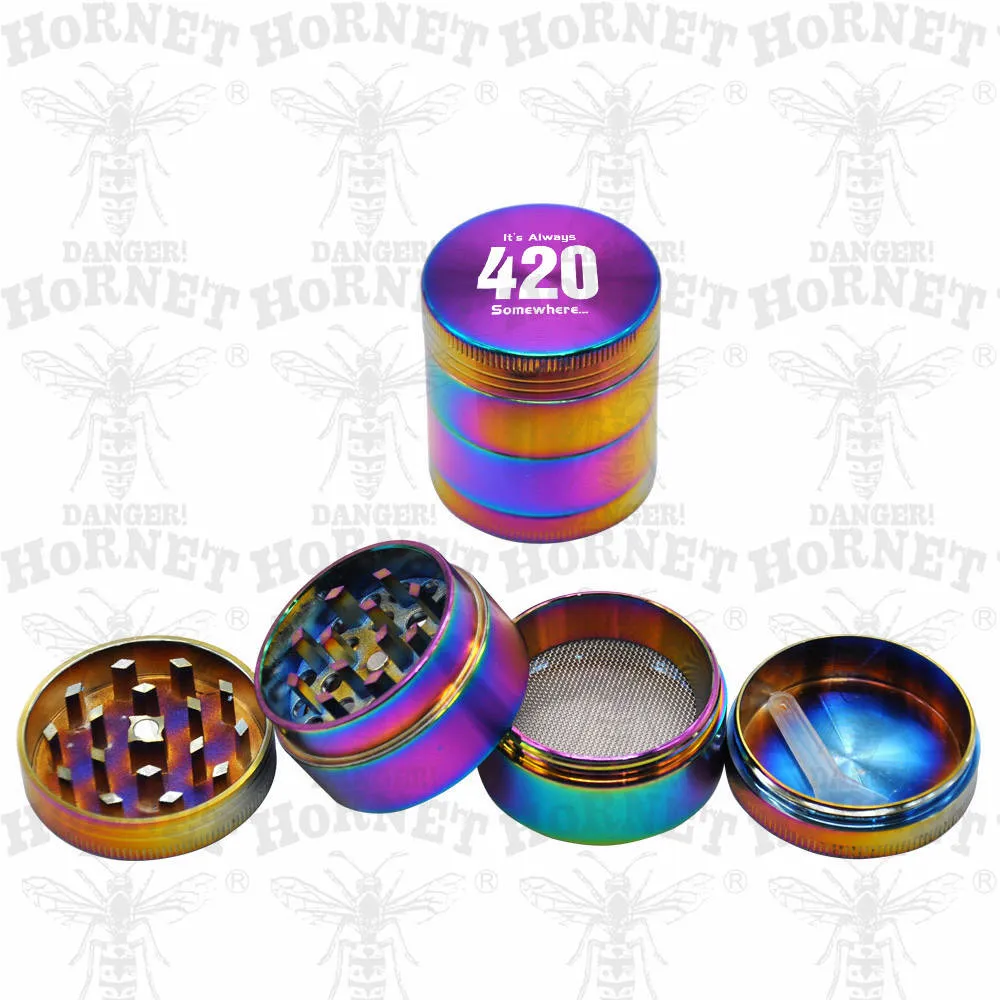 4 stycke regnbåge Zinc Alloy Tobacco Grinders Herb Grinder Spice Crusher Machine Suit Rolling Paper Rolling Fack Rökrör Tillbehör