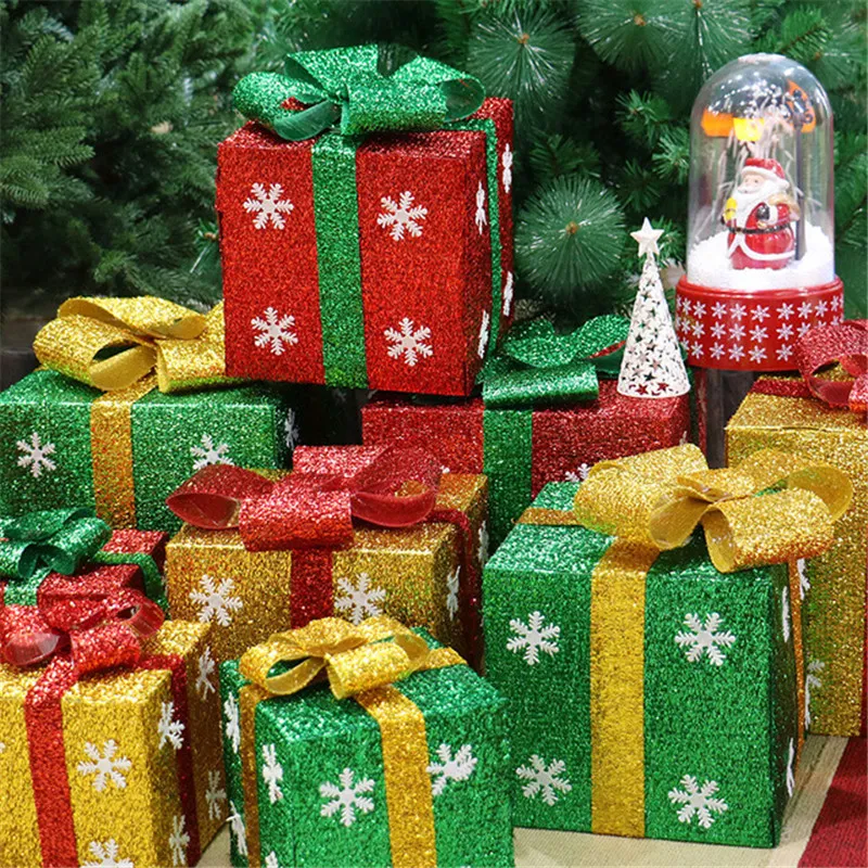 Decoração de Natal Caixa de Presente Decoração de Árvore de Natal Suprimentos Janela Loja Super Cena Decoração de Natal Caixa de Presente Decoração de Árvore de Natal Suprimentos Janela Loja Super Cena