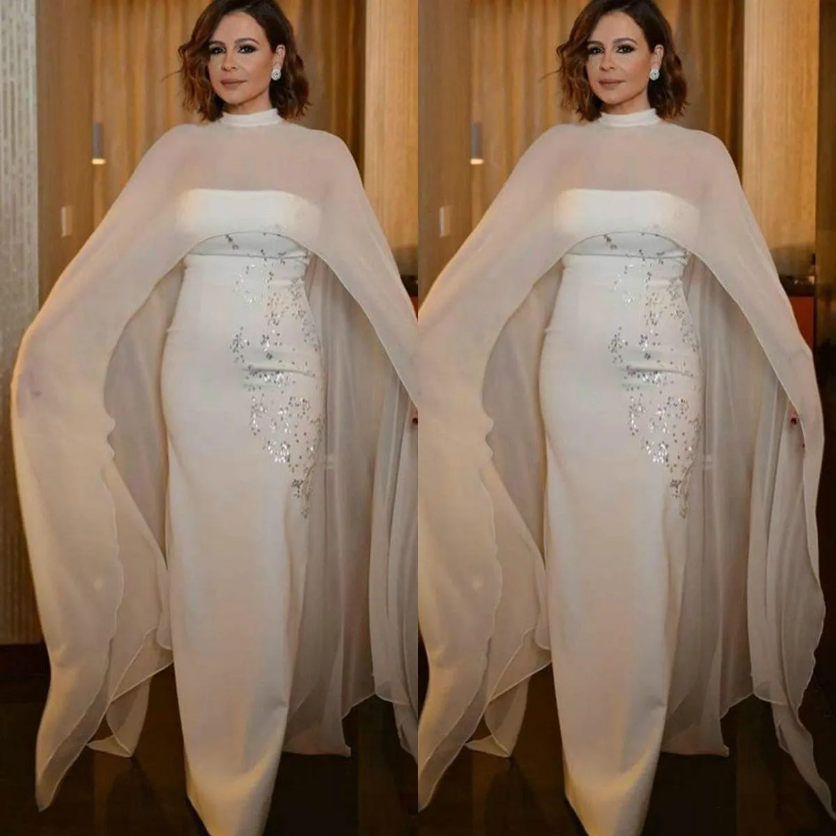 Elegant 2020 Mother Dress For Wedding With High Neck Wrap And Sequined Detailing Floor Length Formal Evening Gown For Wedding Guests From Sarahbridal 158.8 DHgate.Com