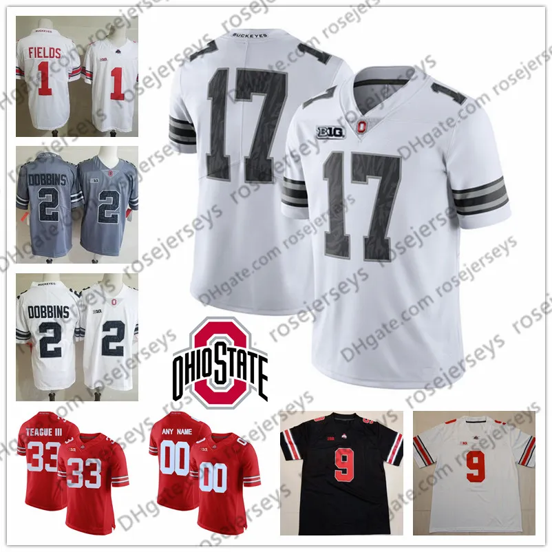 Ohio State Buckeyes Jersey: #9 Binjimen Victor, #11 Austin Mack, #1 Jeffrey  Okudah, #28 Ronnie Hickman, #88 Jeremy Ruckert OSU White, Red, Black