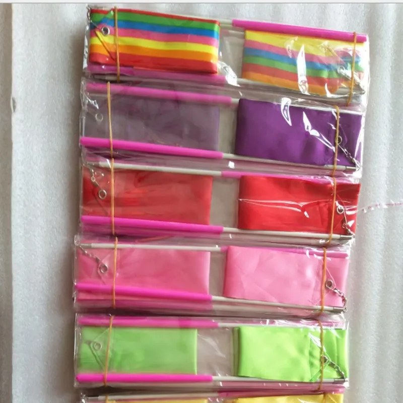 100pcs/lot 2M Dance Ribbons Gym Rhythmic Gymnastics Rod Art Ballet Twirling Sticks For children dance play