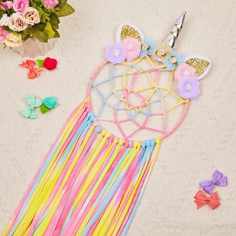 Menina bonito Vento Dream Catcher Enfeites de Sala de Decoração Para Casa Criativa Unicórnio Wind Chime Pequenos Ornamentos EEA346